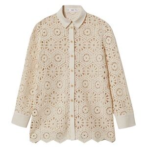 Mango Lace Button-Up Shirt
